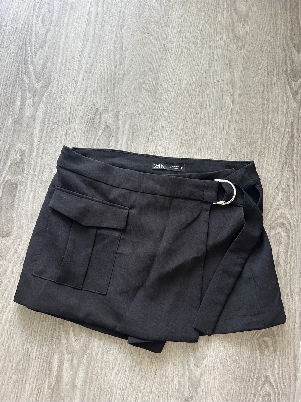 Zara Black Wrap Skort with D-Ring Belt
